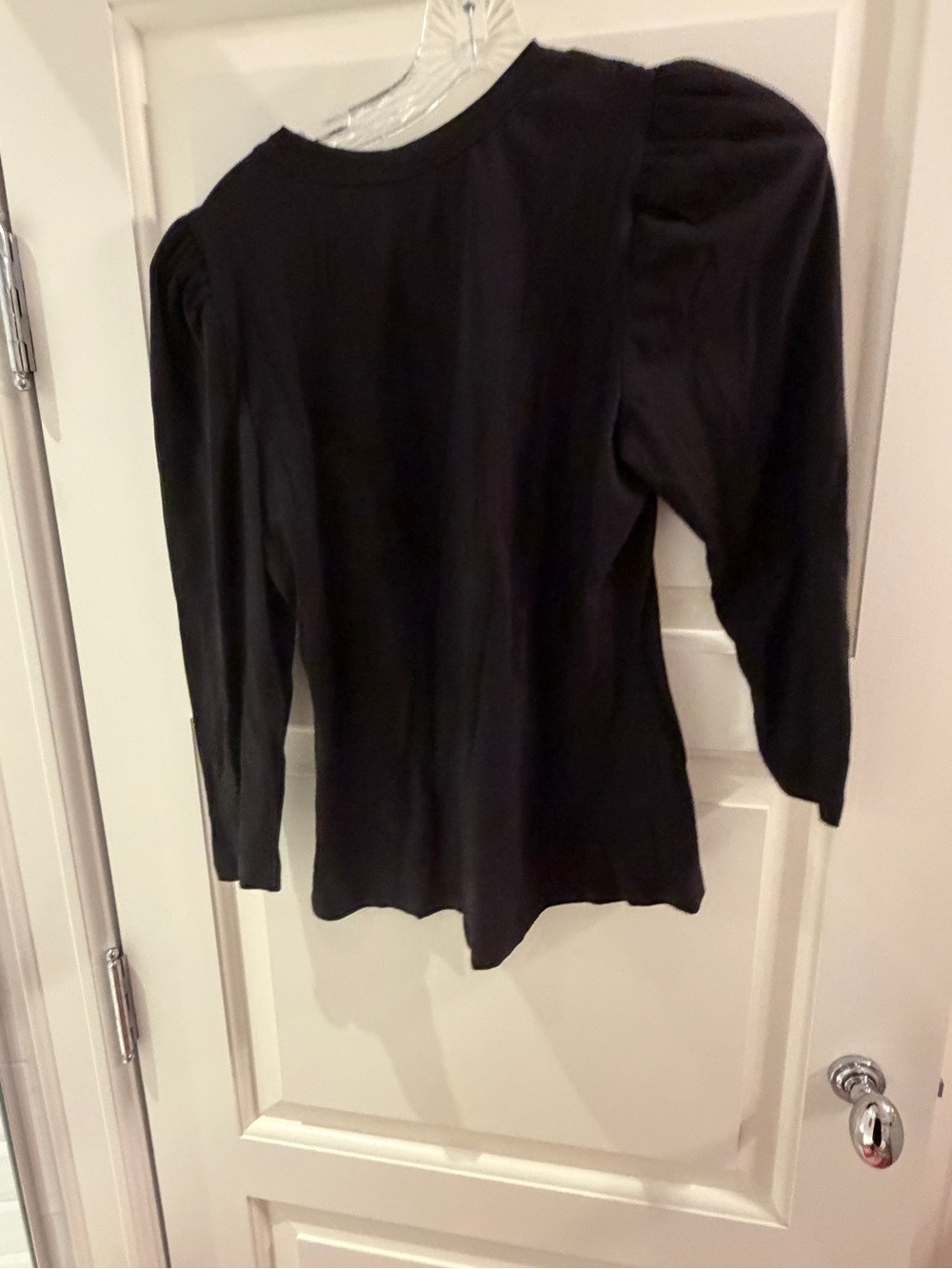 A.L.C. Black Puff-Sleeve Crewneck Long Sleeve Top - Picture 3 of 3